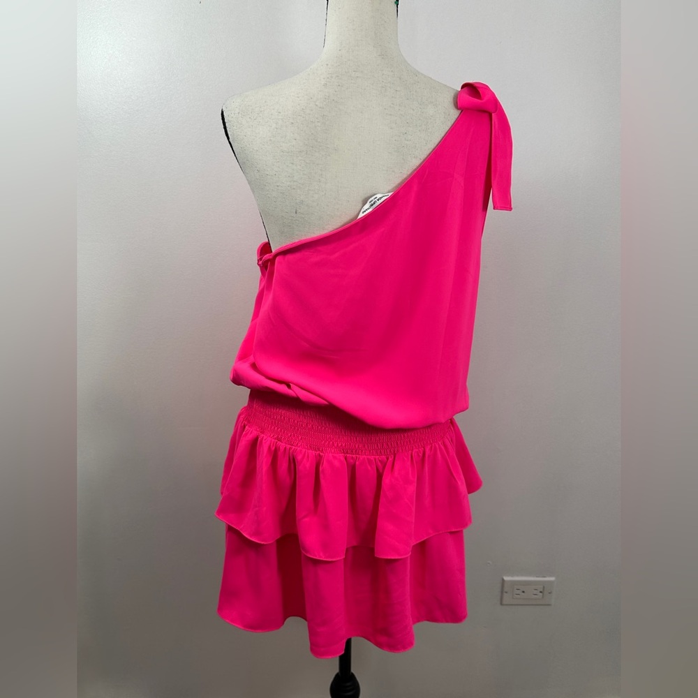 Amanda Uprichard One Shoulder Pink McKinley Dress Size Large - Picture 8 of 12